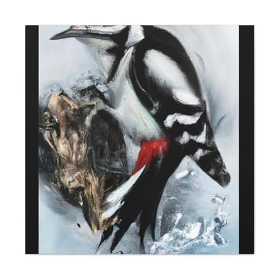 Downy Woodpecker Wonderland - Canvas 30″ x 30″ / Premiu