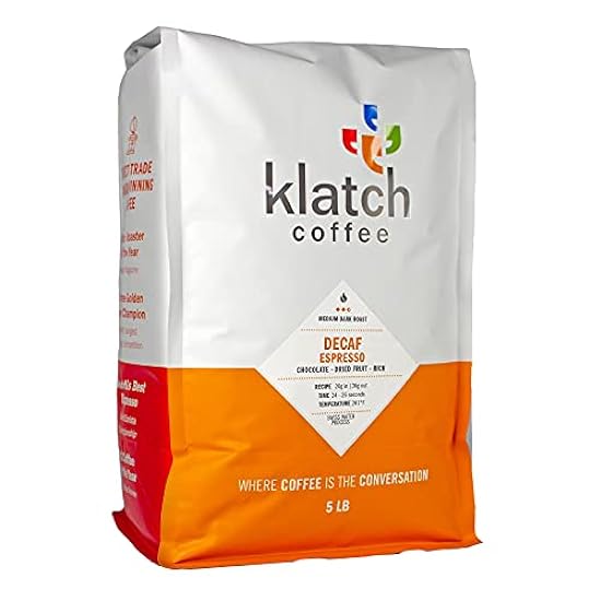 Klatch Café Decaf Espresso Medium-Dark Roast, 5 Pounds,