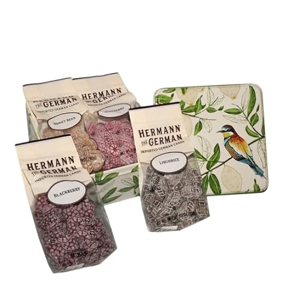 Hermann the German Hard Candy Gift Tin with 4 Flavors, 