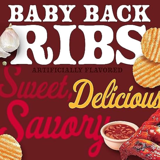 Herr’s Potato Chips, Baby Back Ribs Flavor, Sin gluten Snacks, 6oz Bag (12 Count) 665498482