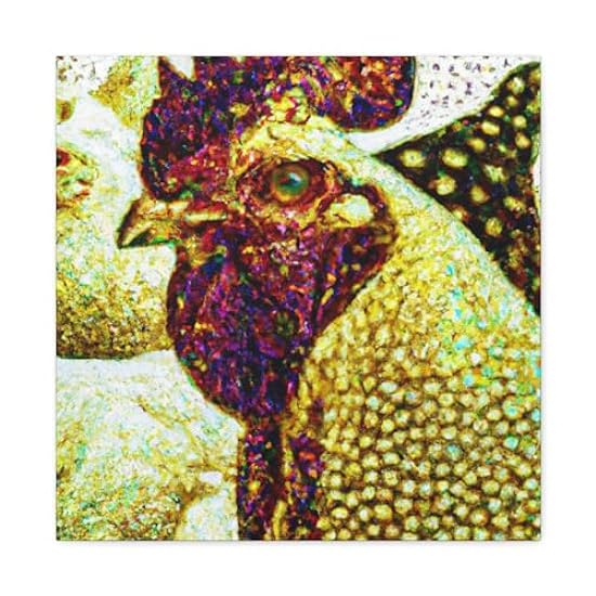 Chicken in Pointillism. - Canvas 36″ x 36″ / Premium Gallery Wraps (1.25″) 221363286