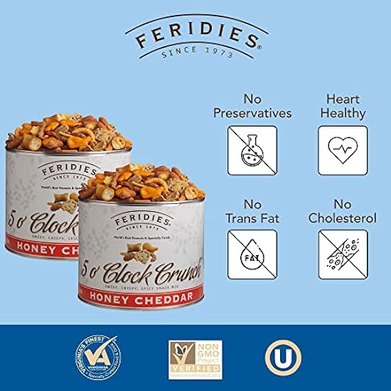HERIDÍAS Honey Cheddar 5 O´Clock Crunch Snack Mix - 14oz Vacuum Sealed Tins (Pack of 2) 182058723