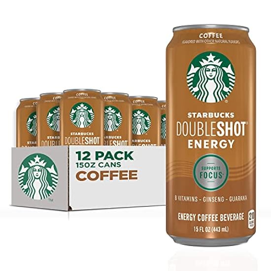Starbucks RTD Energy Drink, Doubleshot Energy Drink, Café, Guarana, Vitamin B, Ginseng, 15 oz Cans (12 Pack) 504699775