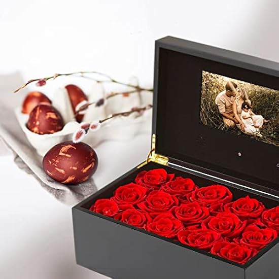 Verona Roses Large Box - 15 Elegant Preserved Roses with Customizable Video Display - Unique & Personalized Gift for Any Occasion 291291849