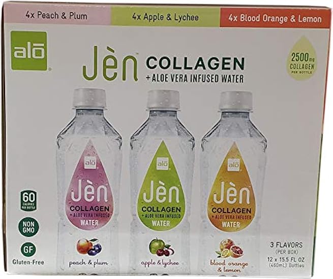 Jen Collagen & Aloe Vera Infused Water Variety Pack Of 12/15.5 Fl Ounce Net Wt 186 Fl Ounce 799215950