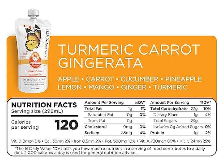 Turmeric Carrot Gingerade Superfood Juice – Antioxidants & Immune Defense (10 oz, 12 Pack) 589603566