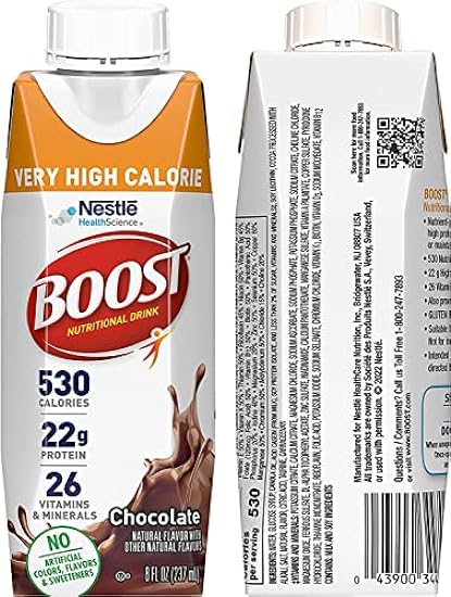 Boost Very High Calorie Nutritional Drink Variety Pack, 4 Bottles Very Vanilla, 4 Bottles Chocolate, 4 Bottles Creamy Strawberry, 8 FL OZ Bottles, 24 CT 58059804