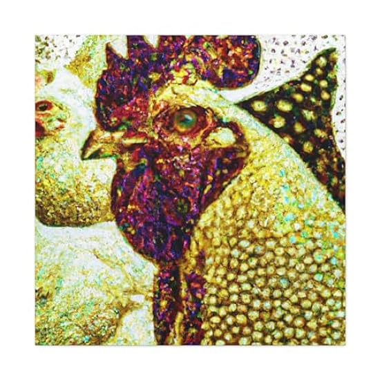 Chicken in Pointillism. - Canvas 36″ x 36″ / Premium Gallery Wraps (1.25″) 221363286