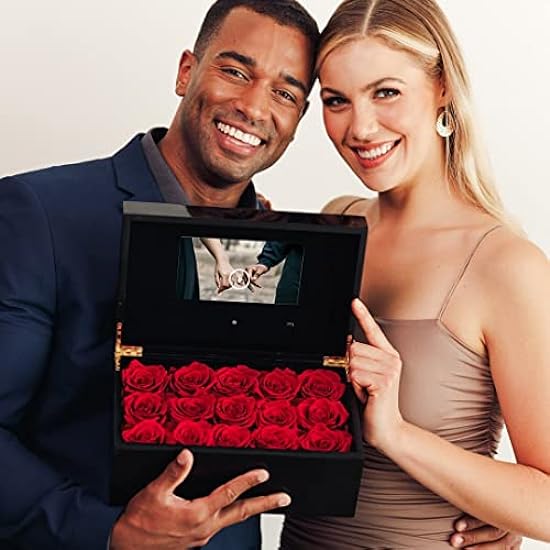 Verona Roses Large Box - 15 Elegant Preserved Roses with Customizable Video Display - Unique & Personalized Gift for Any Occasion 291291849